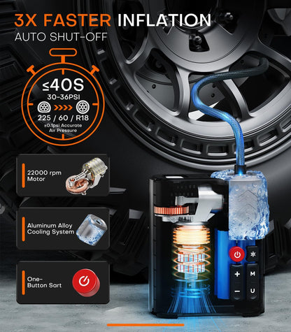 🚗⚡ Portable Electric Air Pump | Fast Inflation Compressor for Cars, Bikes & More 🚴‍♂️✨