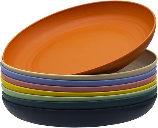 🍽️ 8-Piece Unbreakable Wheat Straw Plate Set | 10" Lightweight & Microwave Safe 🏡