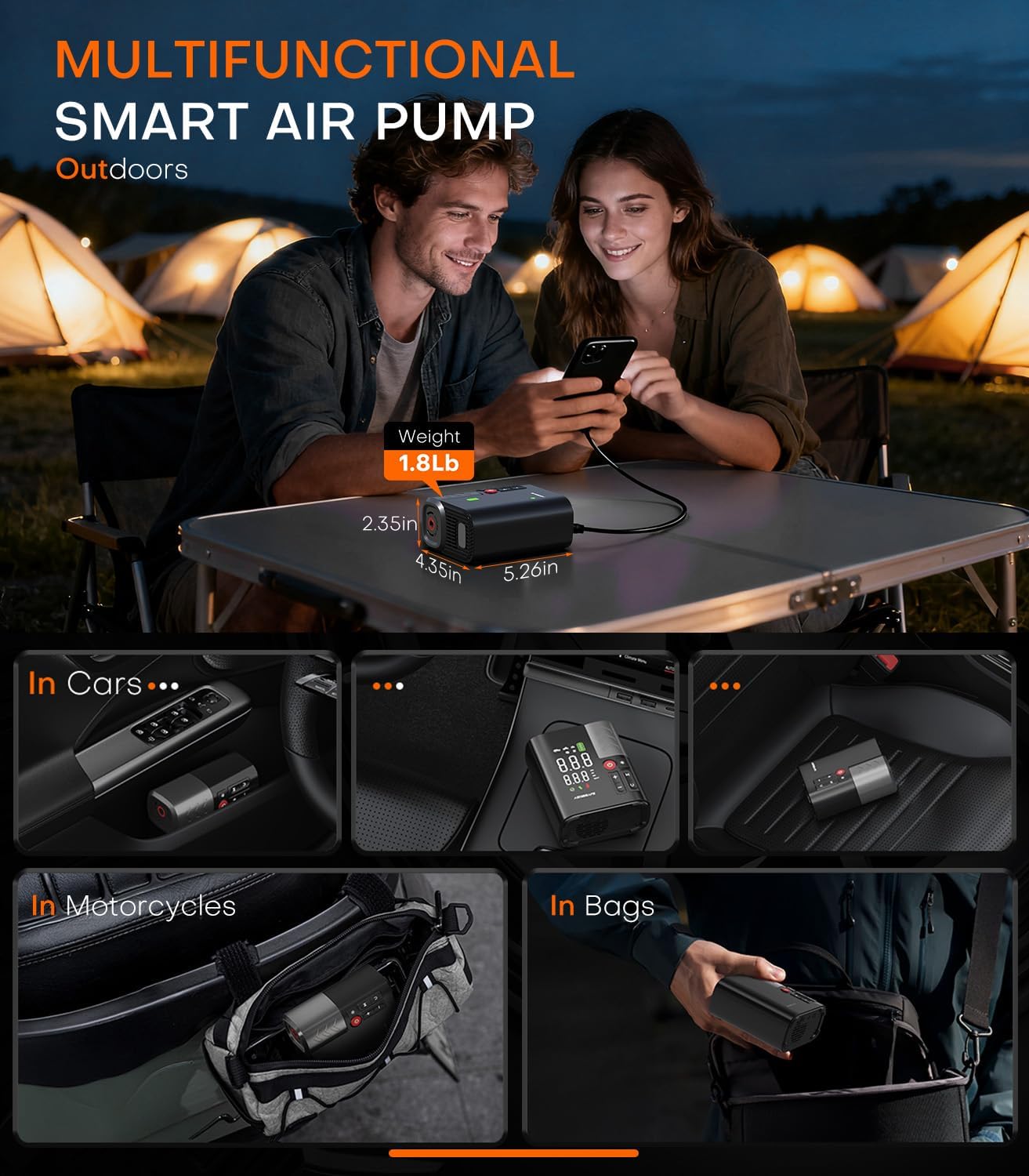 🚗⚡ Portable Electric Air Pump | Fast Inflation Compressor for Cars, Bikes & More 🚴‍♂️✨