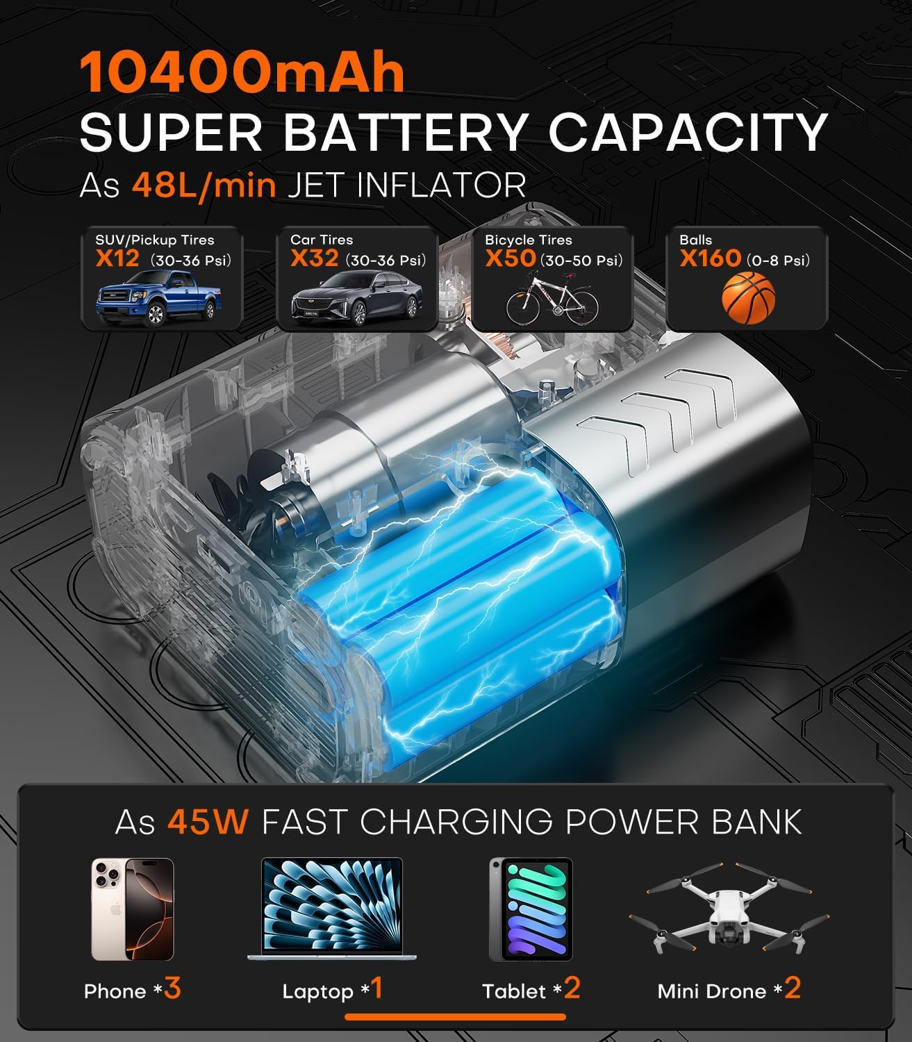 🚗⚡ Portable Electric Air Pump | Fast Inflation Compressor for Cars, Bikes & More 🚴‍♂️✨