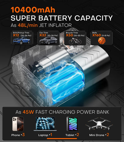 🚗⚡ Portable Electric Air Pump | Fast Inflation Compressor for Cars, Bikes & More 🚴‍♂️✨