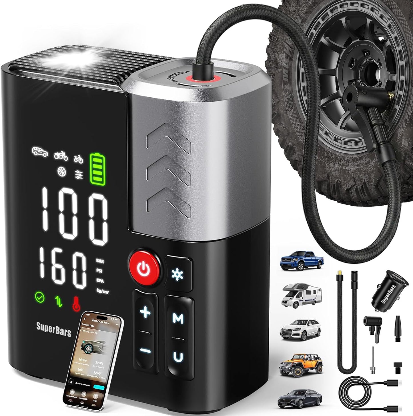 🚗⚡ Portable Electric Air Pump | Fast Inflation Compressor for Cars, Bikes & More 🚴‍♂️✨